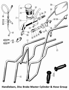 1973-74 Norton Commando Handlebars, Master Cylinder, Hose