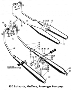 1973-74 Norton Commando 850 Exhaust, Rear Footpegs