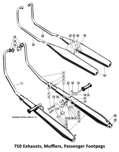 1973-74 Norton Commando 750 Exhaust, Rear Footpegs