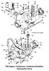 1973-74 Norton Commando 750 Crankcases, Breather, Tacho Drive