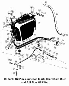 1972 Norton Commando Oil Tank, Pipework, Filter