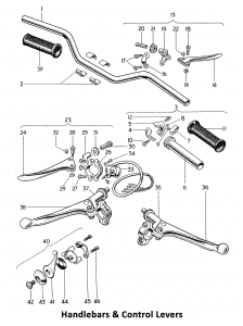 1964 Triumph 650 Twins Handlebars & Control Levers