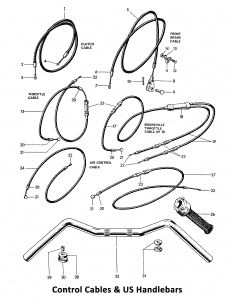 1964 Triumph 650 Twins Control Cables & US Handlebars