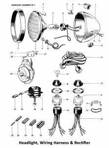 1964 Triumph 650 Twins Headlight, Wiring Harness, Horn, Rectifier