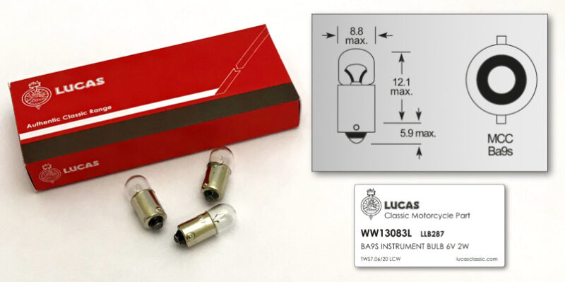 Lucas instrument bulb BA9S - Classic Bike Spares