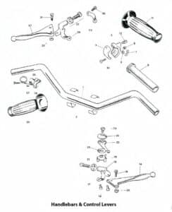 1969 Triumph 650 Handlebars and Control Levers