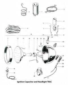 1969 Triumph 650 Ignition Capacitor and Headlight, TR6C