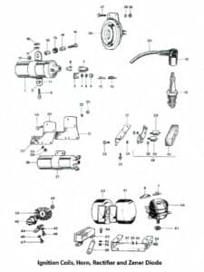 1969 Triumph 650 Ignition Coils, Horn, Rectifier and Zener Ziode