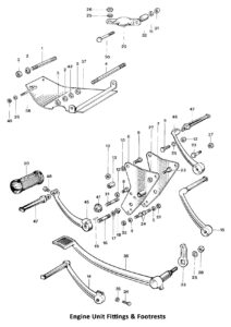 1969 Triumph 650 Engine Unit Fittings and Footrests