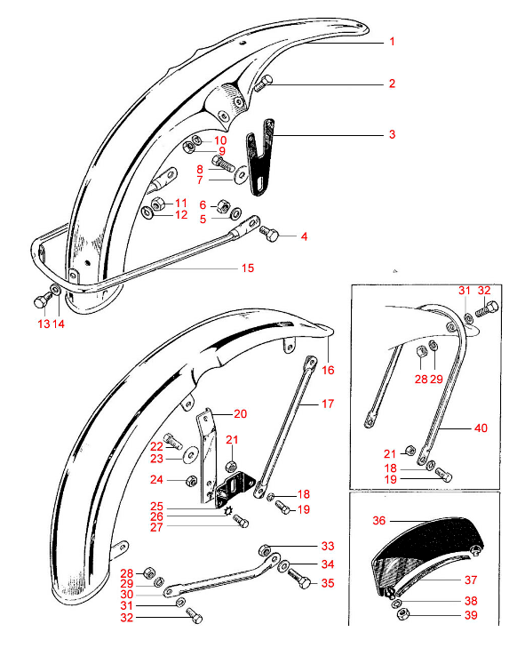 Bsa A65 Front mudguard Diagram - Classic bike Spare