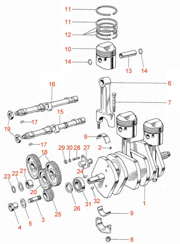 Crankshaft & Pistons Triumph T150 & T160 - Classic bike Spares