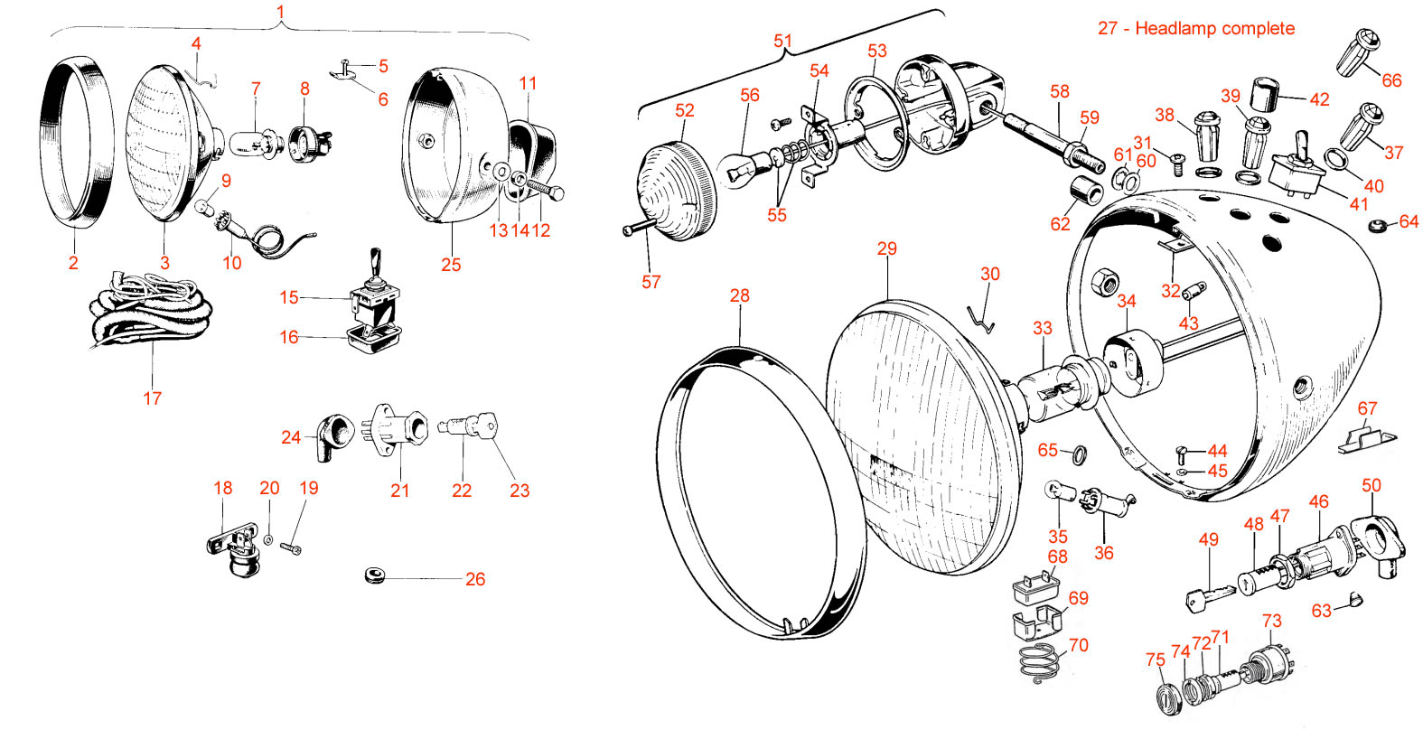 triumph Triples head light- Classic bike spares