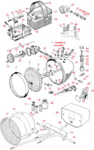 Headlight, Ignition Keys, Indicators & Battery Tray