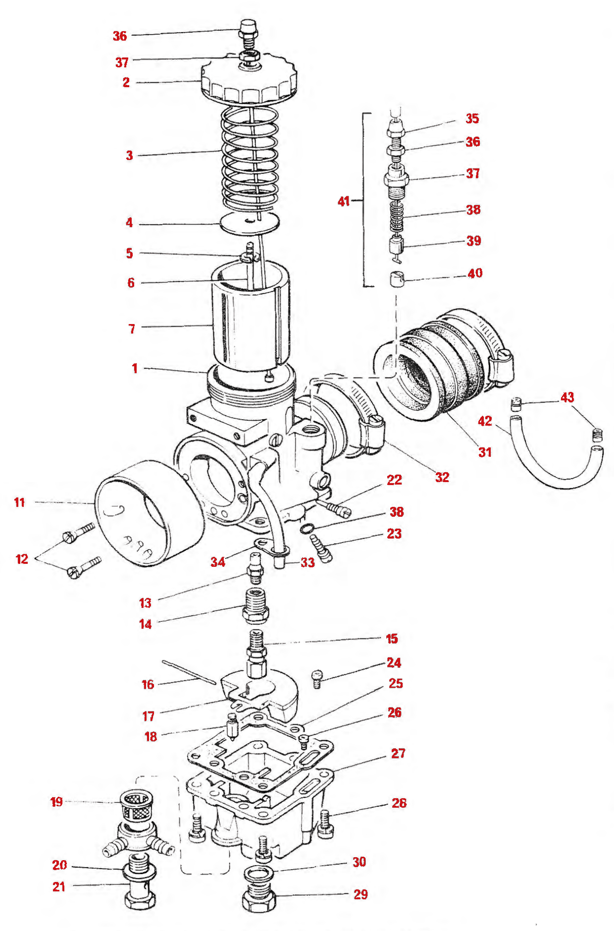 1979–82 Triumph 750 Twins Carburettor Amal Mk2 parts diagram