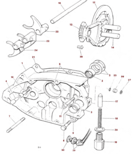 1978–82 Triumph 750 Twins Gearbox Inner Cover & Selectors