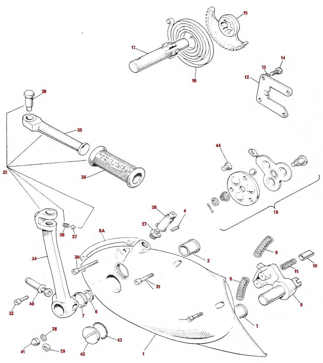 1978–82 Triumph 750 Twins Gearbox Outer Cover parts diagram