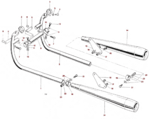 1980–82 Triumph 750 Twins Exhaust Pipes & Silencers