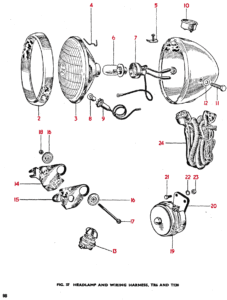 1961–62 Triumph 650 Twins Headlamp and Wiring Harness, TR6 and T120