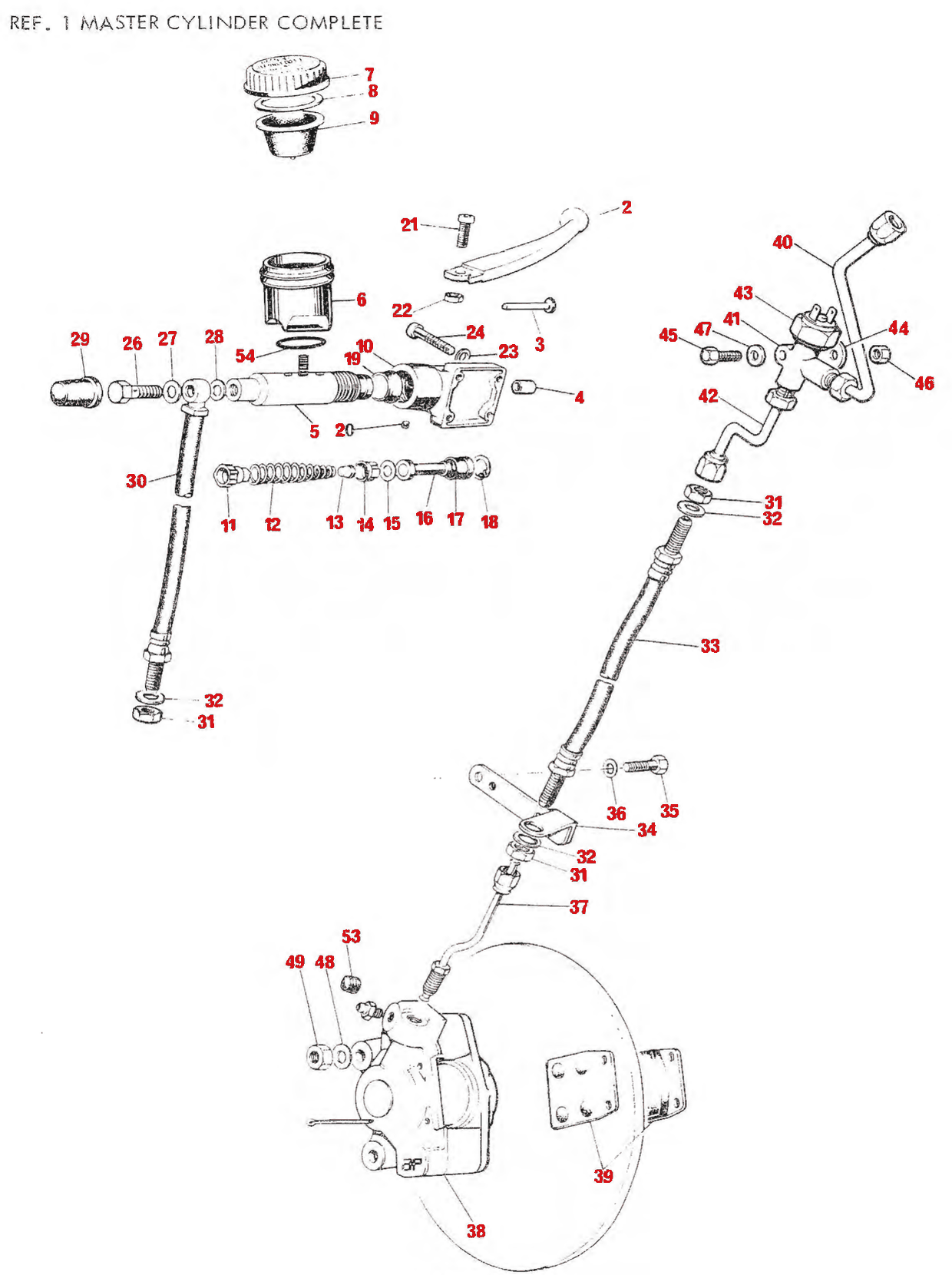 1979–82 Triumph 750 Twins Front Brake parts diagram