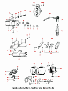 1969 Triumph 650 Ignition Coils, Horn, Rectifier and Zener Ziode