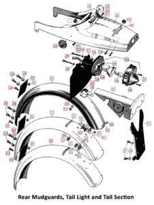 1971 Norton Commando Rear Mudguard, Tail Light, Tail Section
