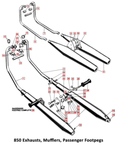 1973-74 Norton Commando 850 Exhaust, Rear Footpegs