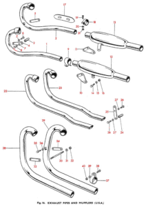 1966 Triumph 650 Twins Exhaust Pipes & Mufflers (U.S.A.)