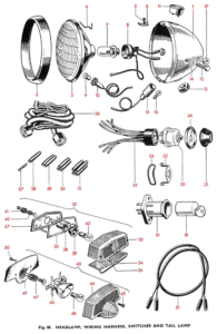 1966 Triumph 650 Twins Headlamp, Wiring Harness, Switches & Tail Lamp